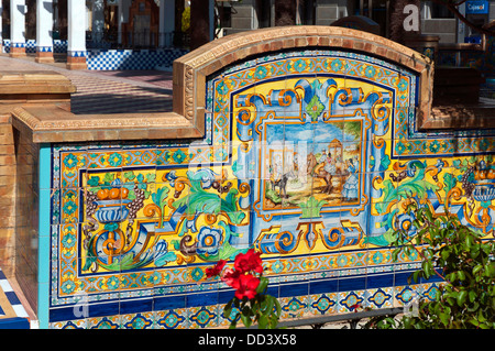 La Laguna-Square - typischen Fliesen, Ayamonte, Provinz Huelva, Region von Andalusien, Spanien, Europa Stockfoto