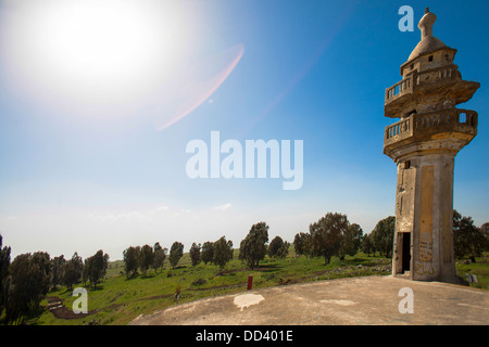 Israel, Golan-Höhen, Minarett einer Deserted syrischen Moschee verlassen während dem Sechstagekrieg von 1967 Stockfoto