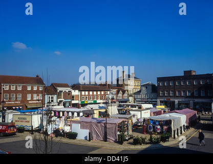 Markt Tag in Petersfield, das Quadrat, Hampshire, England, Großbritannien Stockfoto
