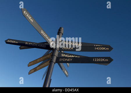 Ziel Zeichen Posten in Victoria & Alfred Waterfront, Cape Town. Stockfoto