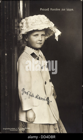 AK Prinzessin Karoline Zur Lippe als Art, Modischer Hut; Stockfoto