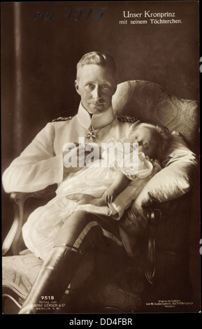 AK Kronprinz Wilhelm von Preußen Mit seit Töchterchen, Liersch 7518; Stockfoto