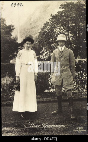 AK Kronprinz Wilhelm von Preußen Mit Kronprinzessin Cecilie; Stockfoto