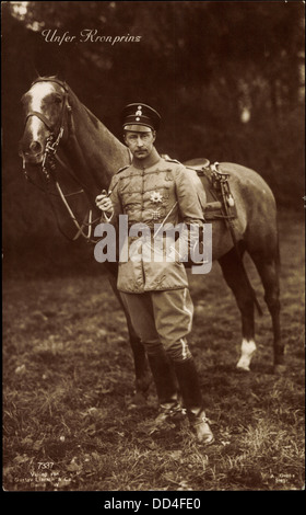 AK Kronprinz Wilhelm von Preußen Mit Pferd, Liersch 7337; Stockfoto