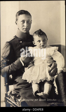 AK Kronprinz Wilhelm Mit seit Sohn Prinz Wilhelm, Liersch; Stockfoto