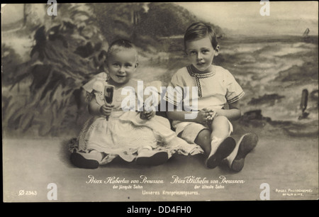 AK Prinz Wilhelm Mit Prinz Hubertus von Preußen; Stockfoto