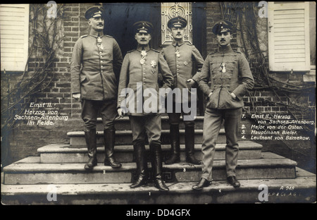 AK Ernst II, Herzog von Sachsen-Altenburg Im Felde, Major von der Osten, Bieler; Stockfoto