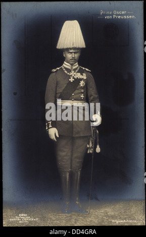 AK Prinz Oskar von Preußen Mit Federhelm, Liersch 2850; Stockfoto