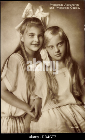 AK Prinzessin Cecilie Und Prinzessin Alexandrine von Preußen; Stockfoto