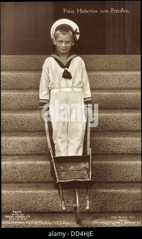 AK Prinz Hubertus von Preußen Mit Schubkarre, Liersch 7628; Stockfoto