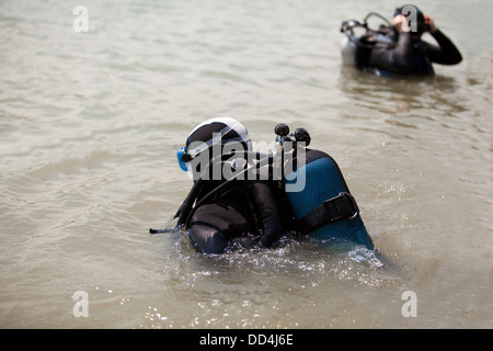 Schnorchler und Taucher Stockfoto