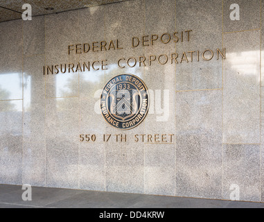 Siegel des Bundes einzahlen Insurance Corporation (FDIC) an 17. Street NW, Washington DC Stockfoto