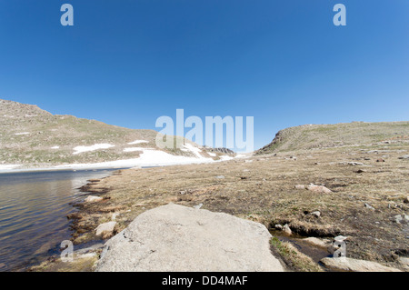 Der Gipfel und Seen des Mount Evans, in der Nähe von Denver, Colorado, USA Stockfoto