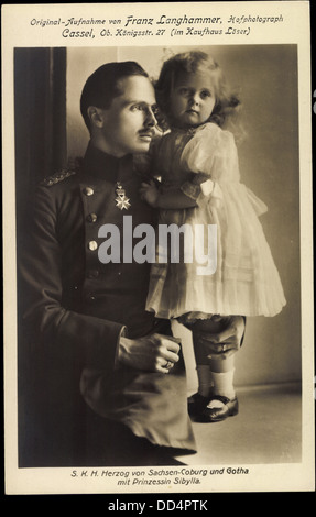 AK Herzog von Sachsen-Coburg-Gotha Mit Prinzessin Sibylla; Stockfoto