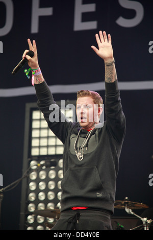 Professor Green auf dem Glastonbury Festival 2013 durchführen. Stockfoto