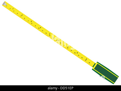 Eine Vektor-Illustration ein Stahl Maßband mit metrischen und imperialen Promotionen isoliert auf weiss Stockfoto