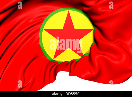 Kurdistan Workers' Party Flag. Hautnah. Stockfoto