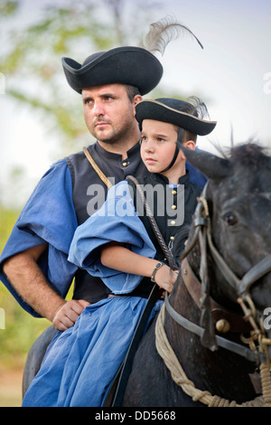 Traditionelle ungarische "Csikos" auf einem Pferd-Festival in der ungarischen Stadt Devavanya Aug 2013 Stockfoto