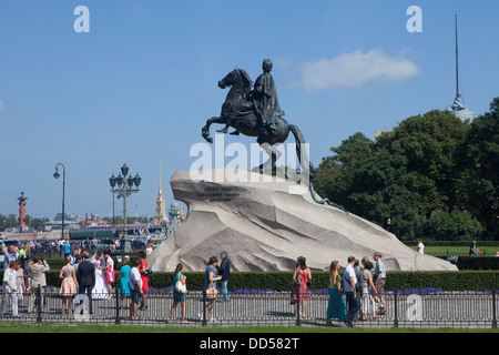 Der eherne Reiter eine Reiterstatue von Peter dem großen in Sankt Petersburg, Russland Stockfoto