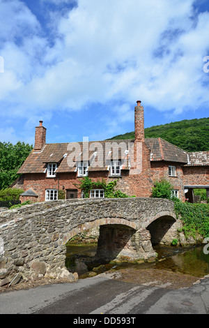 Der Lastesel Brücke, Allerford, Exmoor National Park, Somerset, England, Vereinigtes Königreich Stockfoto