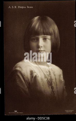 Junge Jahre, Perlenkette, AK Prinzessin Ileana, Adel Rumänien; Stockfoto