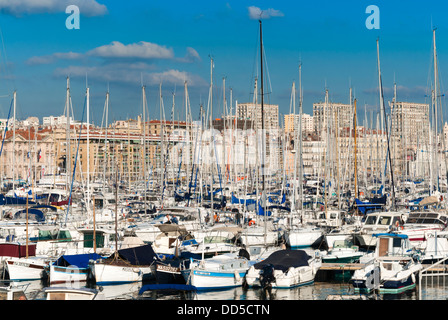 Blick auf den Vieux Port Marseille, Bouches-de-Rhône, Provence-Alpes-Côte-d ' Azur, Frankreich, Europa Stockfoto