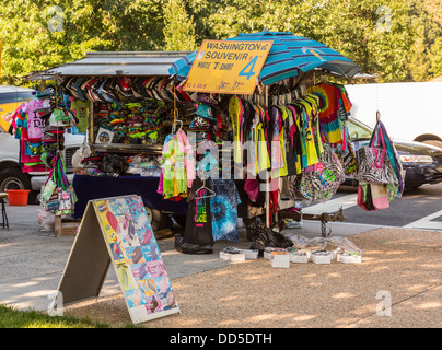 Typische Straße Verkäufer Verkauf von Souvenir T-shirts und Geschenke in Washington DC, USA Stockfoto