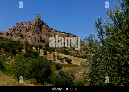 Craco, Matera, Basilikata, Italien, Italia. Dorf für Erdrutsch aufgegeben. Sehen Sie Liste der World Monuments Fund. EDITORIAL NUR Stockfoto