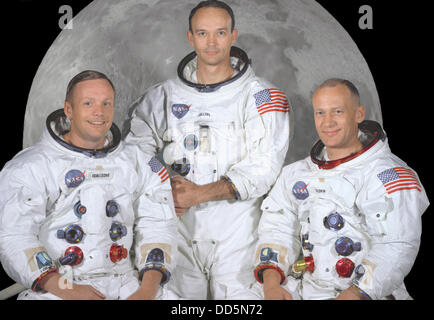 Die Apollo 11 erstklassige Besatzung: Kommandant, Neil A. Armstrong, Befehl Modul-Pilot, Michael Collins und Pilot der Mondlandefähre, Edwin E. Aldrin Jr. Am 20. Juli 1969. Kredit/NASA Stockfoto