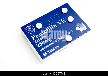 Packungen mit Tabletten Antibiotika Penicillin VK (Phenoxymethylpenicillin) Stockfoto