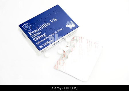 Packungen mit Tabletten Antibiotika Penicillin VK (Phenoxymethylpenicillin) Stockfoto