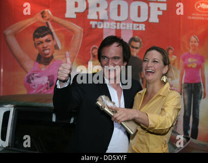 Regisseur Quentin Tarantino und Stunt-Frau Zoe Bell am special Screening von "Death Proof" in Berlin. Stockfoto