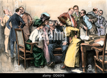 Mitglieder der Jury versucht, Juror Zahl zwölf überzeugen, Anfang 1900. Handcolorierte halftone Reproduktion eines Abbildung Stockfoto