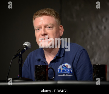 Die Mission Lunar Atmosphere and Dust Environment Explorer (LADEE) der NASA wurde während eines Briefings im NASA-Hauptquartier in Washington, D.C. diskutiert. Stockfoto