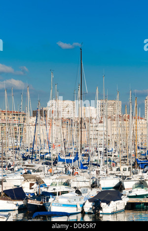 Blick auf den Vieux Port Marseille, Bouches-de-Rhône, Provence-Alpes-Côte-d ' Azur, Frankreich, Europa Stockfoto