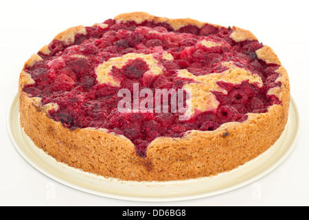 Frisch gebackener Kuchen mit Himbeeren Stockfoto