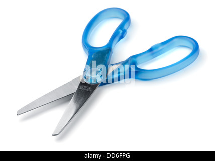 Blaue behandelt Schere isoliert auf weiss Stockfoto