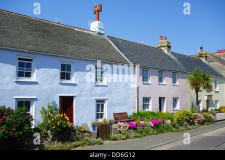 Hütten am unteren Strang in Hugh Town, St. Marien, Isles of Scilly Stockfoto