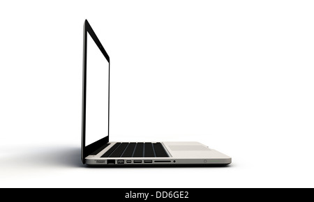 moderne Laptop öffnen isolierten auf weißen Hintergrund Stockfoto