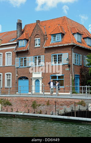 Hübsche Brügge Haus Kanal. Stockfoto