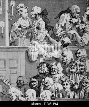 "Das Lachen Publikum" aus dem original-Gemälde und Gravur von William Hogarth. Stockfoto