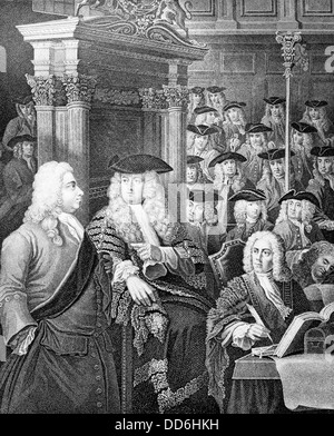 Das House Of Commons in Sir Robert Walpole Verwaltung. Gravierte R.Page aus dem ursprünglichen Bild von W, Hogarth. Stockfoto