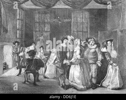 Die königlichen Maskerade im Somerset House. Aus dem Original von William Hogarth eingraviert. Stockfoto