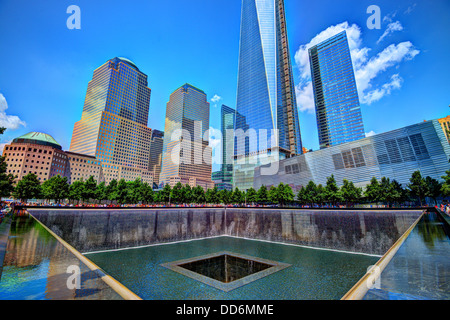 World Trade Center Memorial Fountain in New York City. Stockfoto