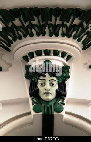 Architektonisches Detail von einem Gebäude, A Coruna, Galicien, Spanien Stockfoto