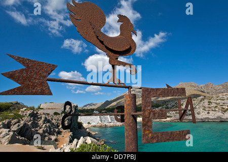 Wetterfahne. Cala Sant Vicenç. Insel Mallorca. Spanien Stockfoto