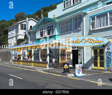 dh Scorching Bay WELLINGTON NEUSEELAND Scorch O Rama Strandpromenade Cafe Milch Bar Nordinsel Restaurant Stockfoto