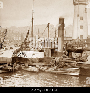 Scarborough Hafen viktorianischen Zeit Stockfoto