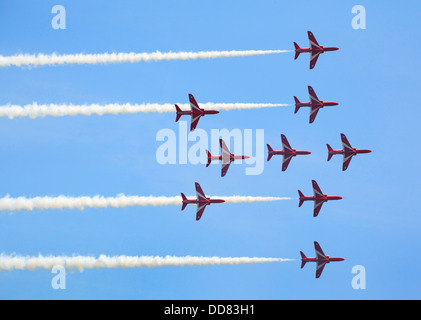 Die RAF rote Pfeile Antenne Display Team in Cosford Airshow 2013 Shropshire, England, Europa Stockfoto