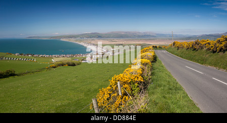 Großbritannien, Wales, Ceredigion, Borth und Aberdovey, erhöhten Panoramablick Stockfoto